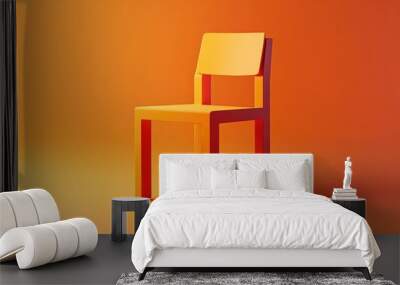 Minimalist 3D icon of a chair with simple shapes Wall mural