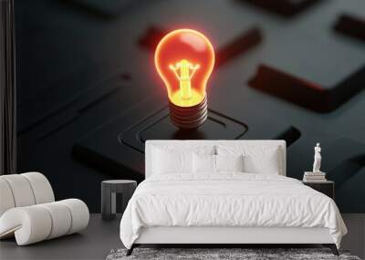 Toggle switch buttons featuring an idea light bulb icon symbolizing creativity and problem solving Represents innovation and success in a 3D render Wall mural