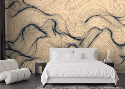 Unique abstract seamless design featuring hand drawn wave forms Wall mural