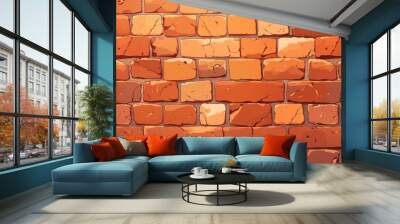 A Seamless Pattern of Orange Brick Wall Wall mural