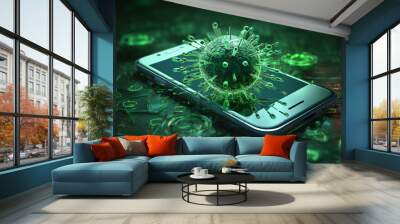 a cell phone with a virus on it Wall mural