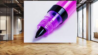 closeup of purple and black fine tip marker pen on white background Wall mural