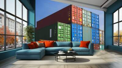 Containers Cargo shipping Logistic freight warehouse Import Export Business Wall mural