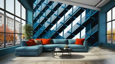 Modern building Glass facade steel pattern Architecture details Wall mural