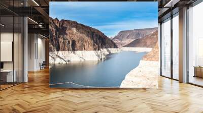 drought effect visible on hoover dam lake mead reservoir. Wall mural