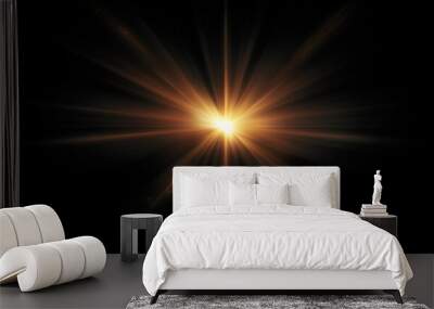 Beautiful light flares. Glowing streaks on dark background Wall mural