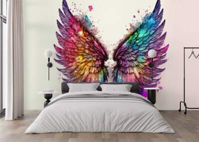 Beautiful magic watercolor wings Wall mural