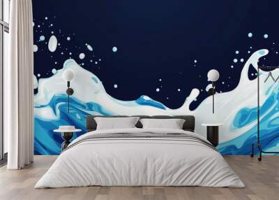 Blue water splash on dark background Wall mural