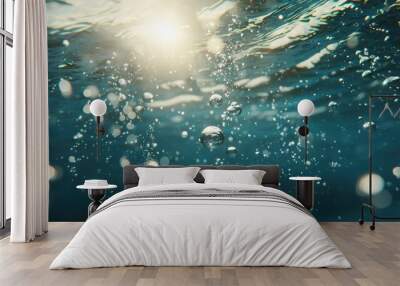 Bubbles rise in the ocean Wall mural