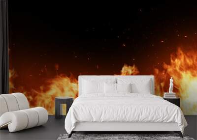 Fire and spark on black background Wall mural