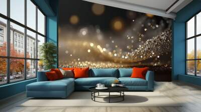 gold and silver flying glitter texture background with Generative AI Wall mural