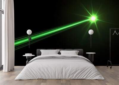 Green laser beam on black Wall mural