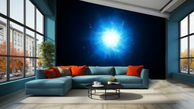 Lightning round frame. plasma magical portal. ball light effect. circle light effect.	 Wall mural