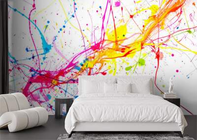 Neon paint splatter Wall mural