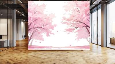 Pink cherry blossom trees Wall mural