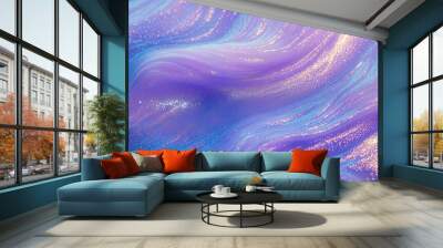 Shiny purple and blue waves Wall mural