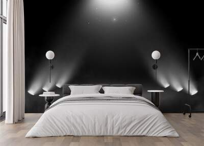 Show spotlights with glow effect on dark background. Wall mural