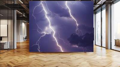 Sky and clouds with lightning. Wall mural