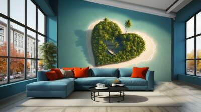 small heart island with palms Wall mural