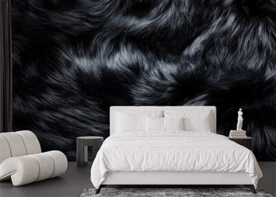 Soft black fur texture Wall mural