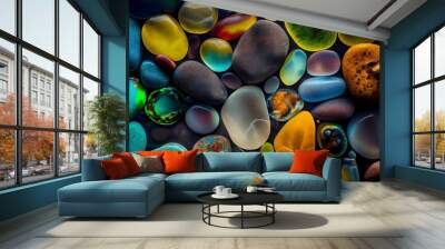 texture of natural glass colored sea pebble Wall mural