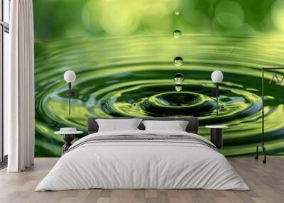 Water drop ripples in pond Wall mural