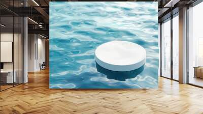 White disc on blue water Wall mural