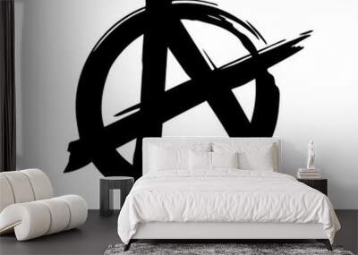 Grunge brush painted anarchy sign isolated on a white background. Anarchy icon. Vector illustration Wall mural