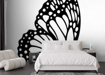 Monarch butterfly silhouette, side view. Vector illustration isolated on white background Wall mural