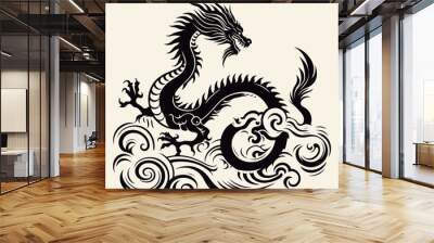 black chinese dragon Wall mural