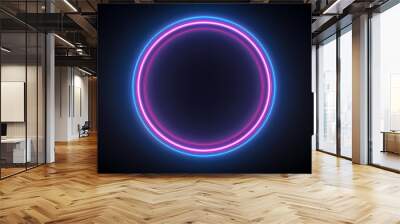 circle picture frame with two tone neon Wall mural