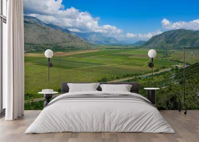 Panoramic view of Popovo polje in Herzegovina from Zavala and Ravno villages, Europe Wall mural