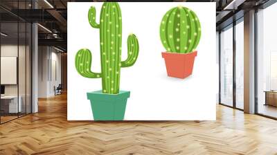 Cactus icon in a pot. Gardening plant icon - plant symbol isolated, plant illustration - Vector. Pot for flowerpots Wall mural