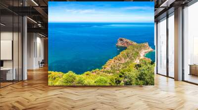 Beautiful coast scenery, panoramic view, on Mallorca Spain Mediterranean Sea Wall mural