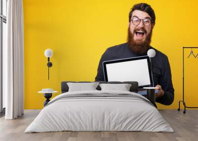 man with laptop isolated  Wall mural