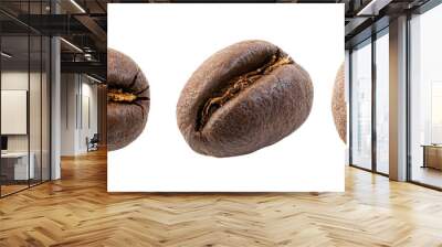 roasted peaberry coffee beans (also known in spanish as caracolillo) isolated on white background Wall mural