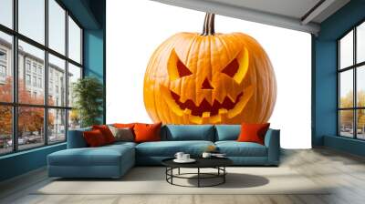 Carved halloween jack o lantern pumpkin isolated on transparent background
 Wall mural