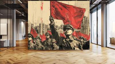 Far-left ideologies often advocate for socialism or communism, emphasizing collective ownership of the means of production, wealth redistribution, and economic equality.  Wall mural