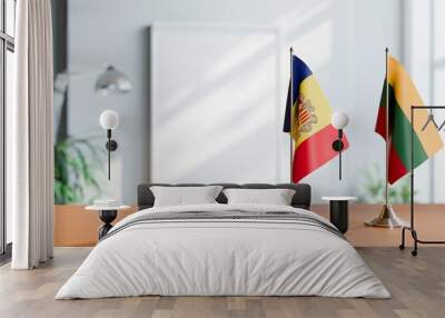 FLAGS OF ANDORRA AND LITHUANIA  ON TABLE Wall mural