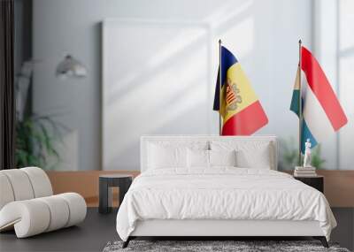 FLAGS OF ANDORRA AND LUXEMBOURG  ON TABLE Wall mural