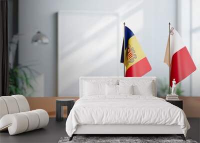 FLAGS OF ANDORRA AND MALTA  ON TABLE Wall mural