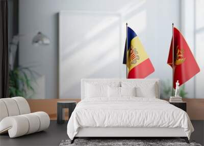 FLAGS OF ANDORRA AND MONTENEGRO  ON TABLE Wall mural