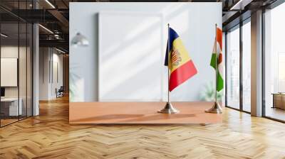 FLAGS OF ANDORRA AND NIGER  ON TABLE Wall mural