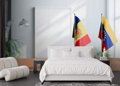 FLAGS OF ANDORRA AND VENEZUELA  ON TABLE Wall mural