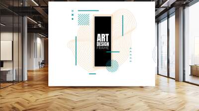 3 dynamic stylish frames. Linear graphic abstraction. Digital style. Vector illustration. Element for design invitations, gift cards, flyers, web banners, covers. Wavy shapes with Memphis pattern Wall mural