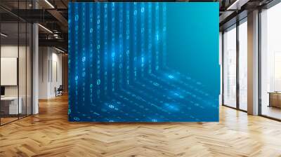 Binary code background. Stream in isometric style Wall mural