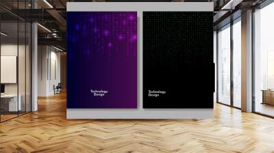 Vector illustration. Binary code dark background. Software programming concept. Glowing numbers and dots. Digital data. Technological style. Design for brochure, book cover, magazine, poster, layout Wall mural