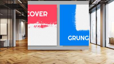 Vector illustration. Set of color paint graffiti splatter frame on transparent background. Design for web banner, blog post, social network stories template, photo overlay. Paint brush stroke style Wall mural