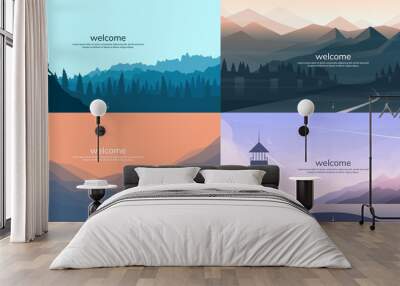 Vector landscapes in a minimalist style Wall mural