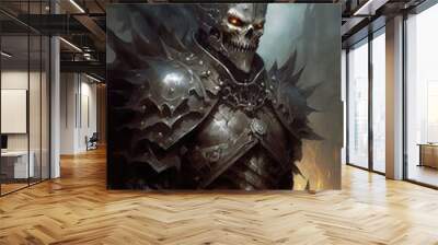 Fantasy knight with a skull and massive armor, dark fantasy character, art illustration  Wall mural